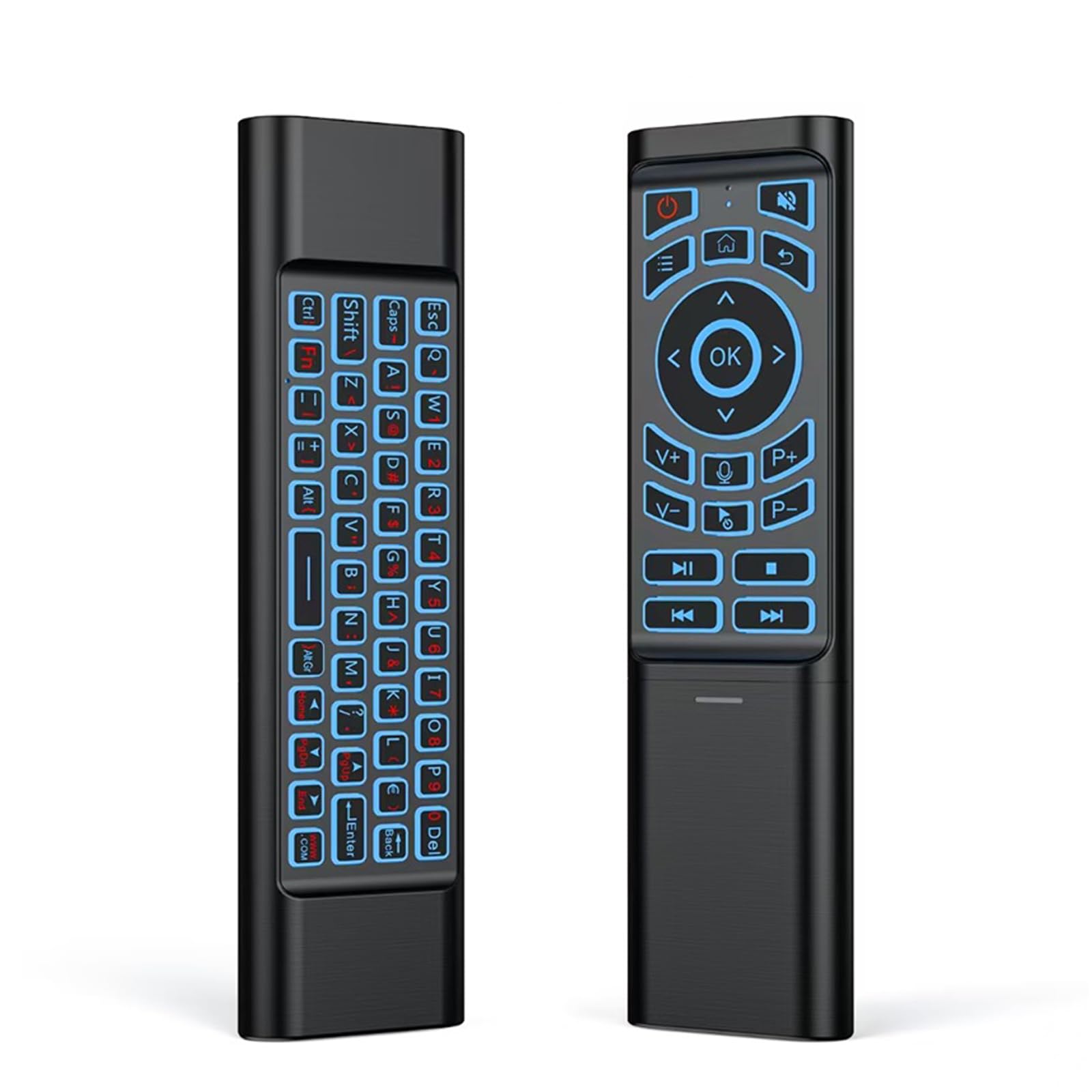 iPazzPort Wireless Air Mouse Remote with Keyboard, 2.4G RF & Bluetooth, 6-Axis Gyroscope Motion Control, RGB Backlit Mini Keyboard for Android TV Box, Smart TV, HTPC, PC, Nvidia Shield