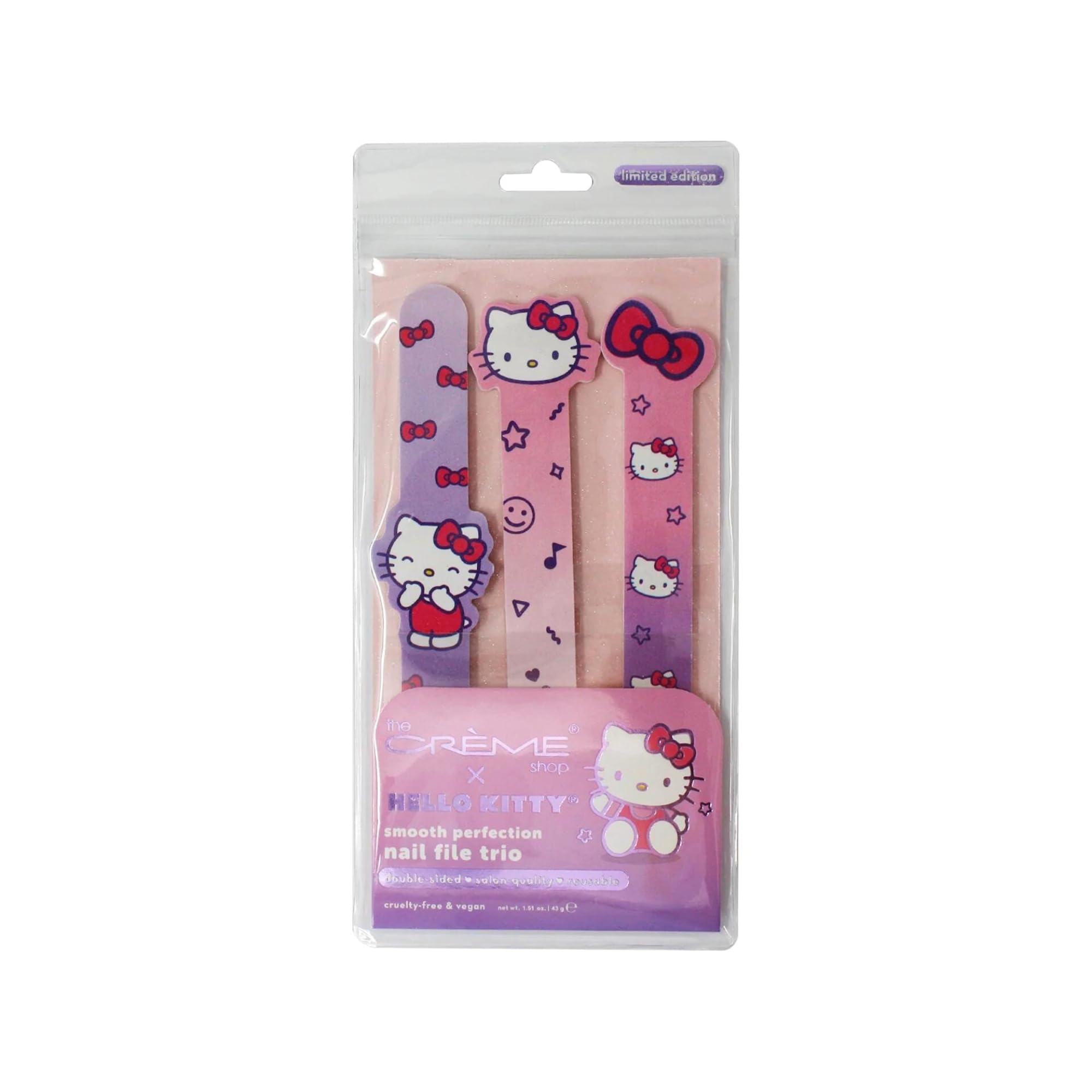 The Crème Shop X Hello Kitty Smooth Perfection Nail Files Nail Files for Natural Nails, Nail Tools (Set of 3)