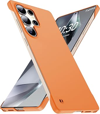 GRECAZO Slim Borderless Case for Galaxy S25 Ultra, Ultra Thin,Orange