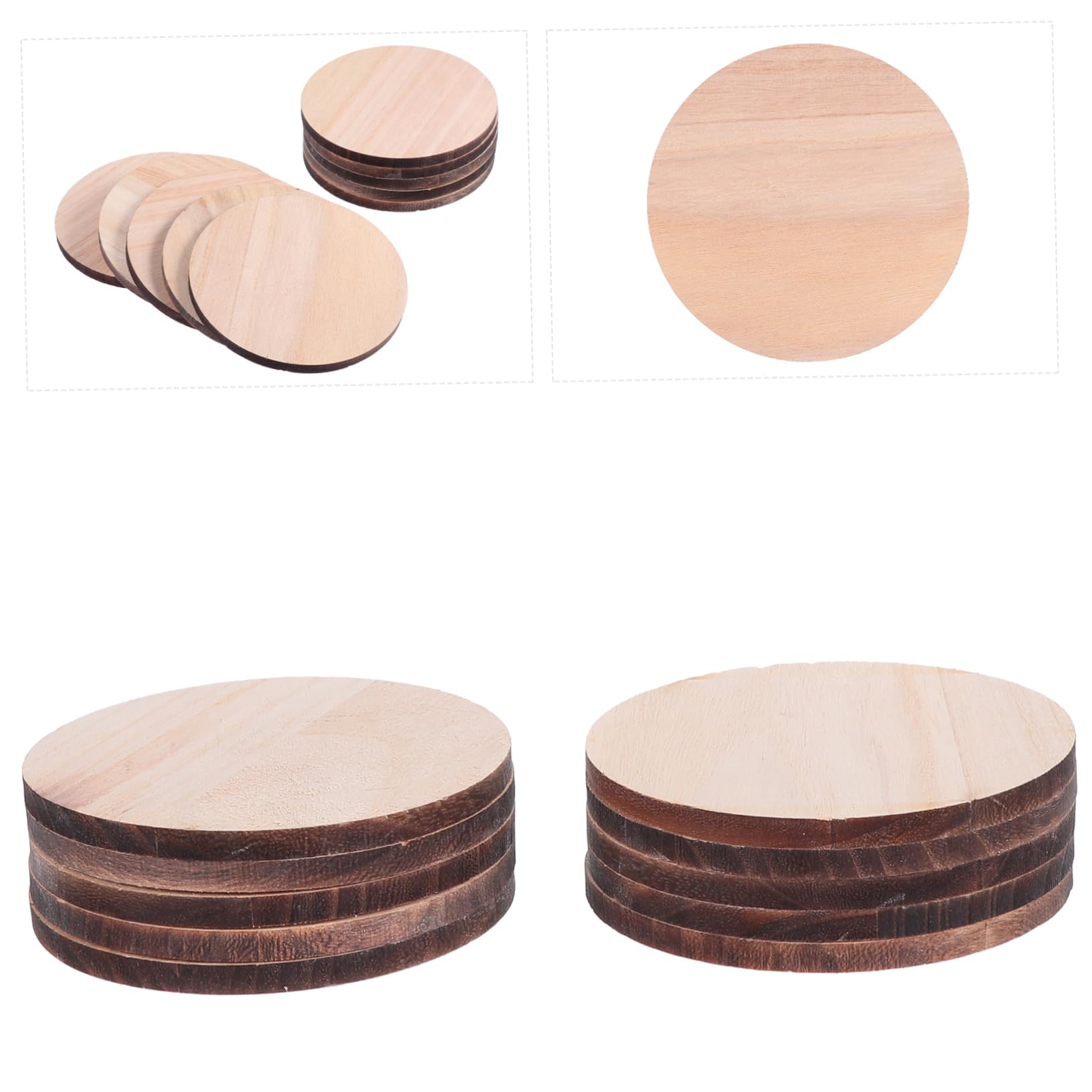 SHINEOFI 3 Sätze Runde Holzbretter Diy-material Schreibendes Pappelsperrholz Diy Liefert Tabletts Geschmücktes Zubehör Untersetzer Zum Bemalen Handwerk Walnussscheibe Runden 10 Stück * 3