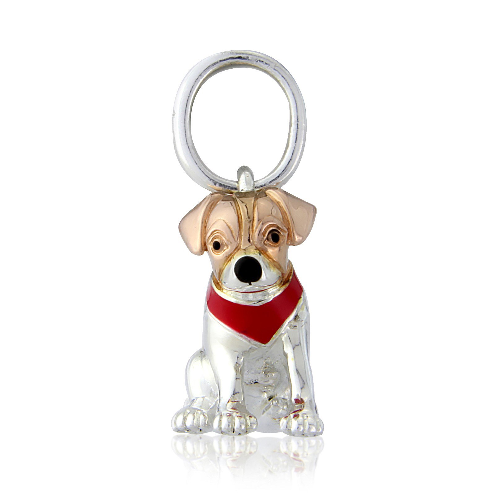Abalorio de perro Jack Russell de plata esterlina compatible con pulsera charm 8