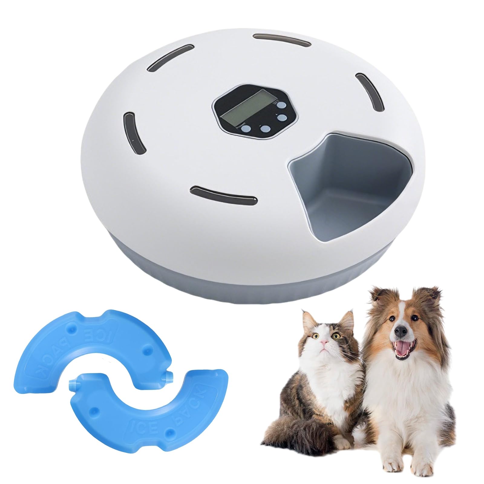 Futterautomat Katze Nassfutter mit Kühlung 6 Mahlzeiten Programmierbar,Kabelloser Nassfutterautomat für Katzen mit Kühlakkus,katzenfutterautomat Batteriebetrieben für Katzen & Hunde