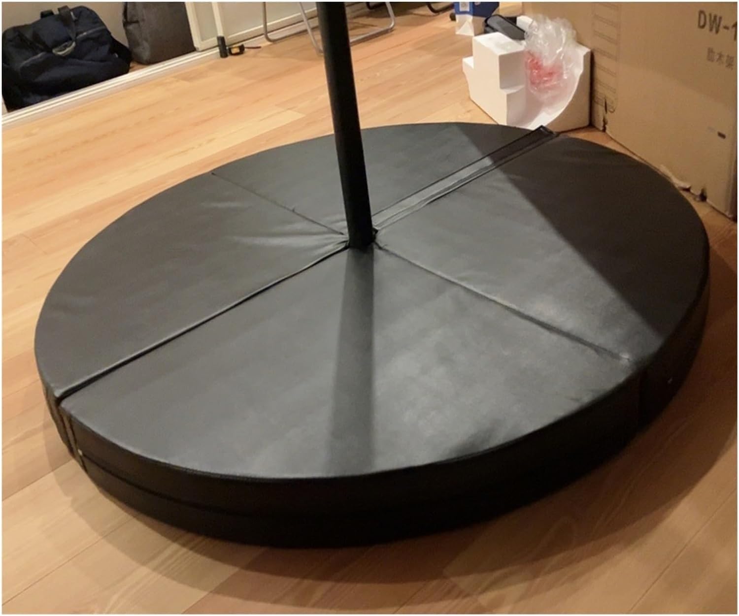 AYCDL Pole Dancing Pole for Home Black Pole Crash Mat Round, PU Leather Skid Proof Covering, Portable Fitness Pole Dancing Safety Mat, 1in/2in/4in Thick Foldable Yoga,100cm/3ft/39in-Thick 5cm/2in