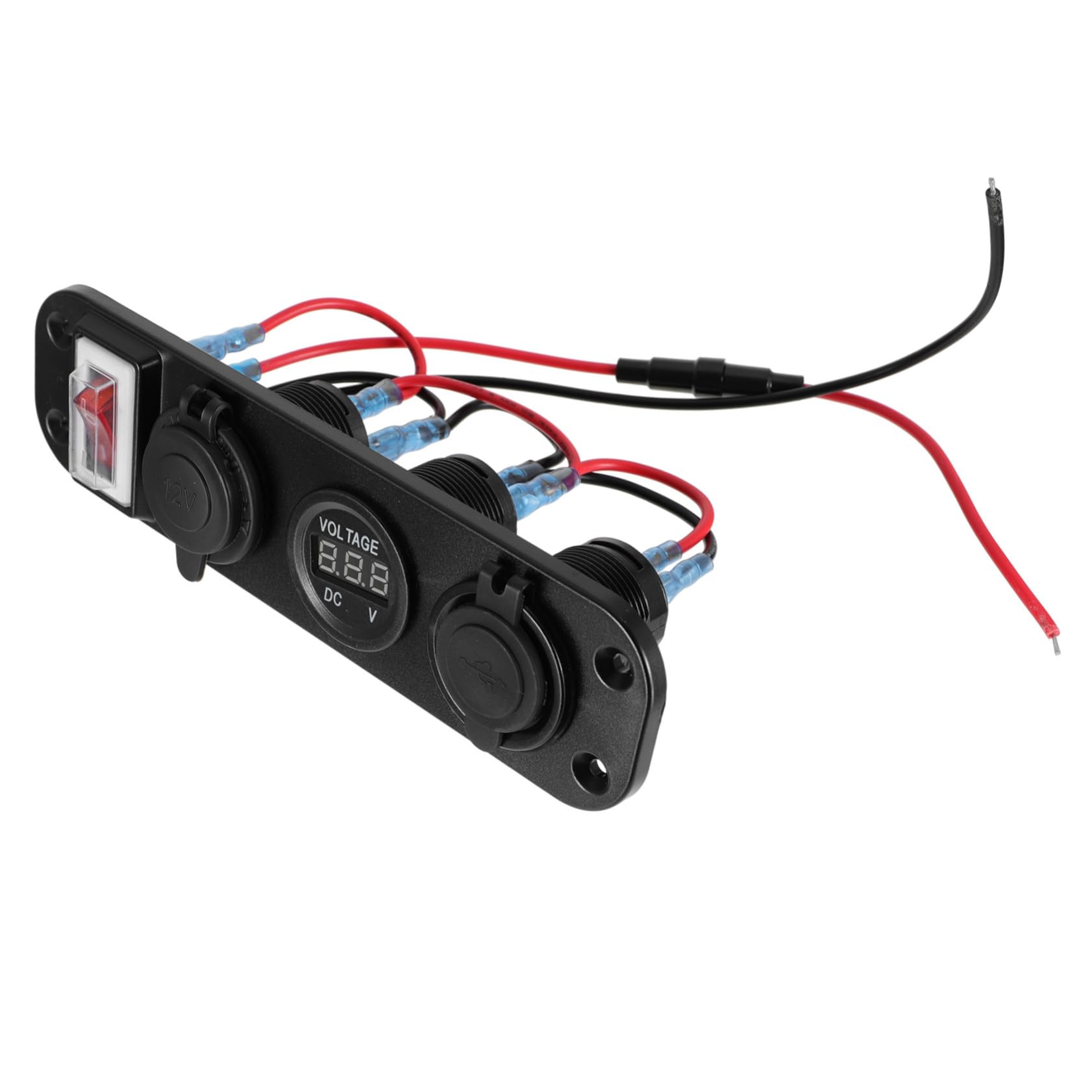 Caricatore Auto USB Voltmetro Digitale, Doppia Porta e Pannello