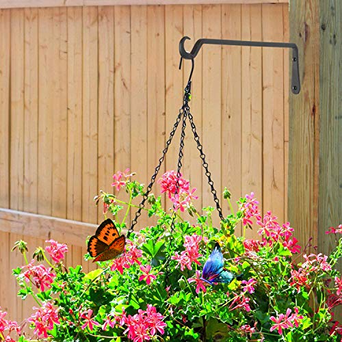 4 Pack Premium Forged Wall Hook, Sturdy Hanging Plant Bracket, Elegant Hook For Bird Feeders, Planters, Lanterns, Wind Chimes Indoor Outdoor, Upgrade Black, 12 Inch. #TOP6