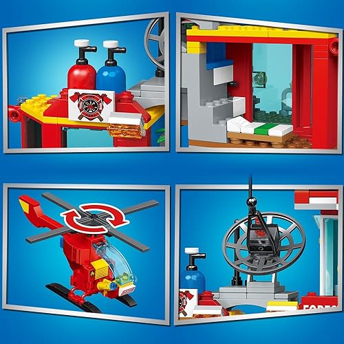 Miniatura 7 de MindBox City Fire Rescue - Juego de construcción con estación de bomberos, camión y helicóptero, 772 piezas de juguete para niños mayores de 8 años