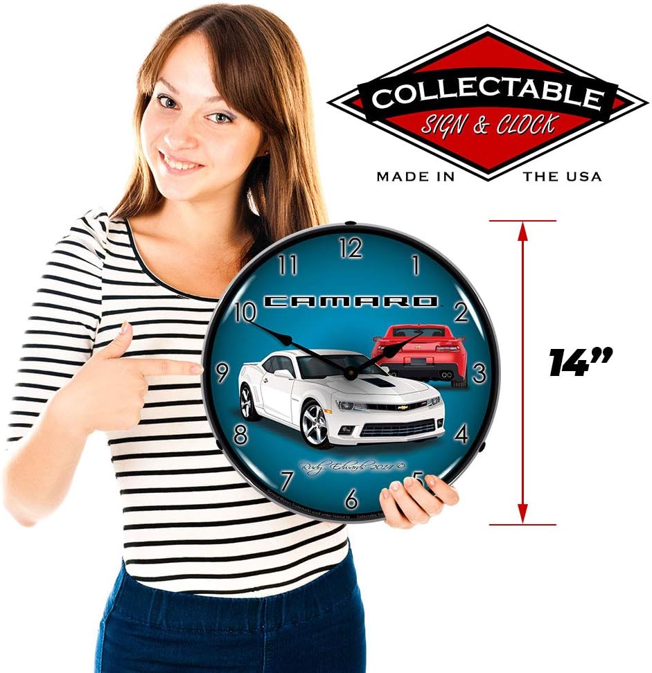 2014 Camaro SS Summit White LED Wall Clock, Retro/Vintage, Lighted, 14 inch