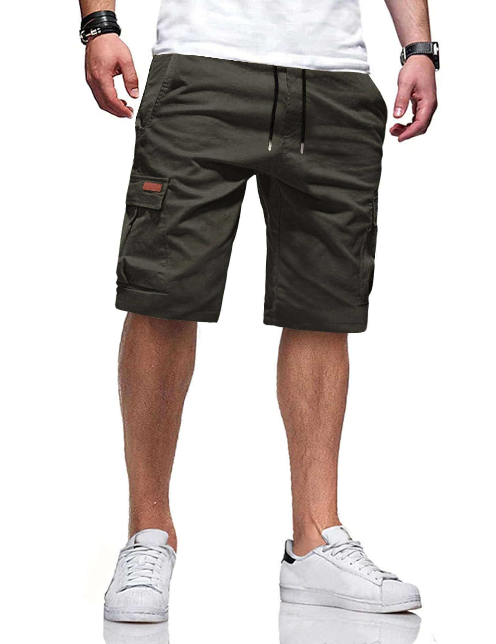 TARAINYA Pantaloncini Uomo in Cotone Ideali per Corsa Turismo Pendolarismo Elasticizzato con Cordino e Tasche