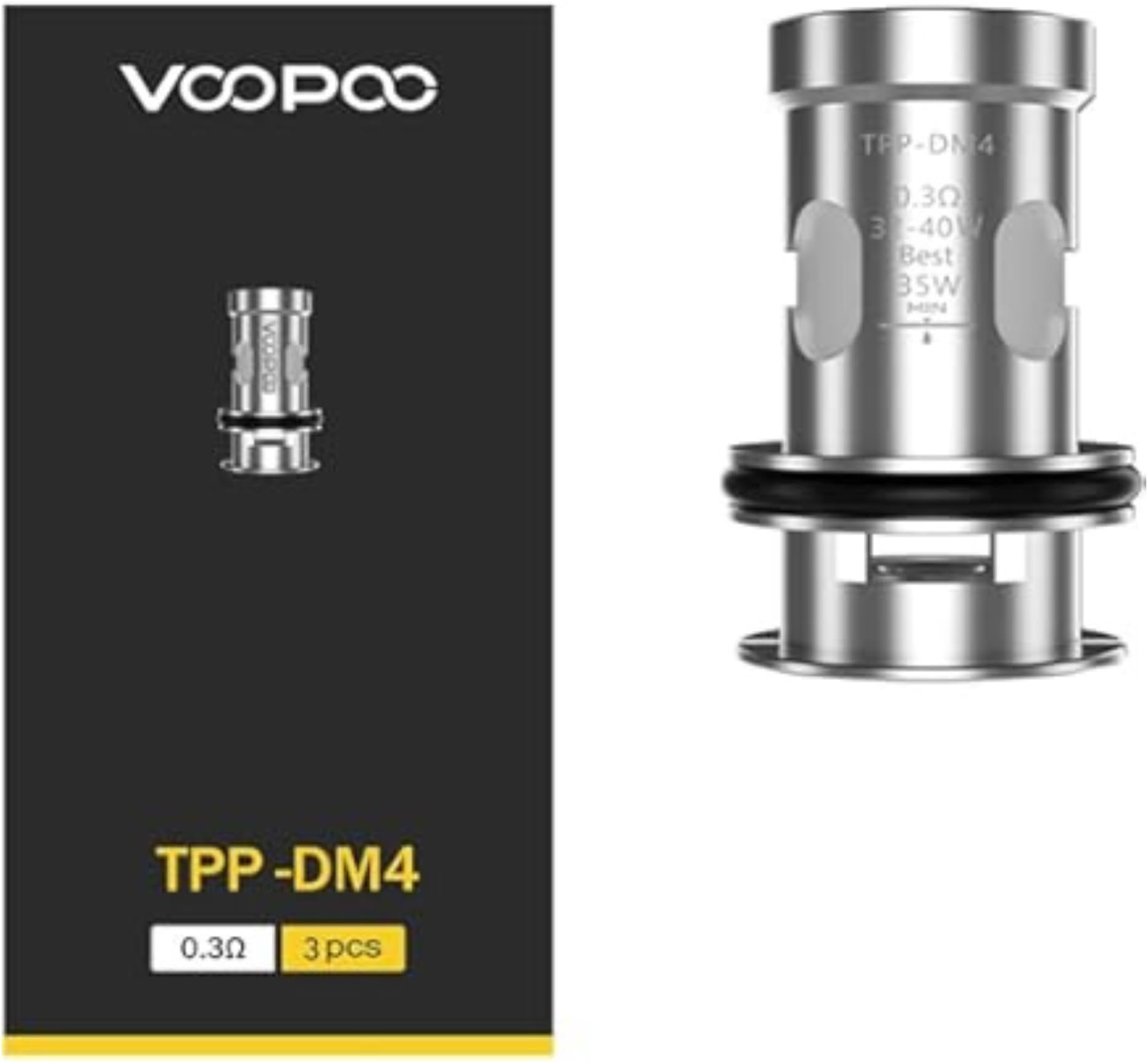 TPP Coils DM4 0.3ohm Mesh Coils Half DTL 32-40W(3 pcs) for Voopoo TPP Pod Tank - Nicotine Free