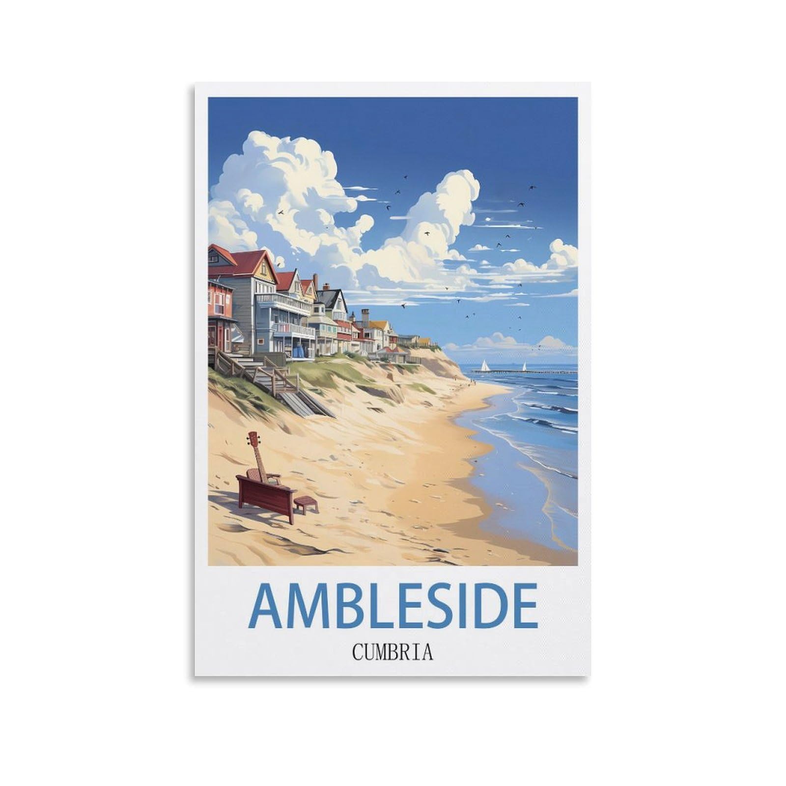 Metal Tin Sign Plaque Poster,Ambleside Cumbria,Vintage Plaques Poster Plaque Decor Retro Posters Gallery Wall Art Print 15x30cm