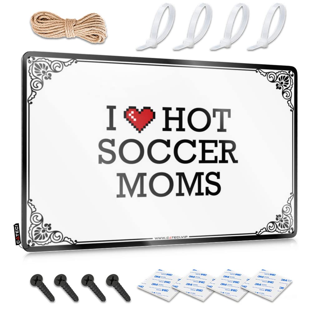 Front Entrance Decor Soft Bath Tin Wall Decor | I Love Hot Soccer Moms Grunge For Cottage Living Room(30X40CM)