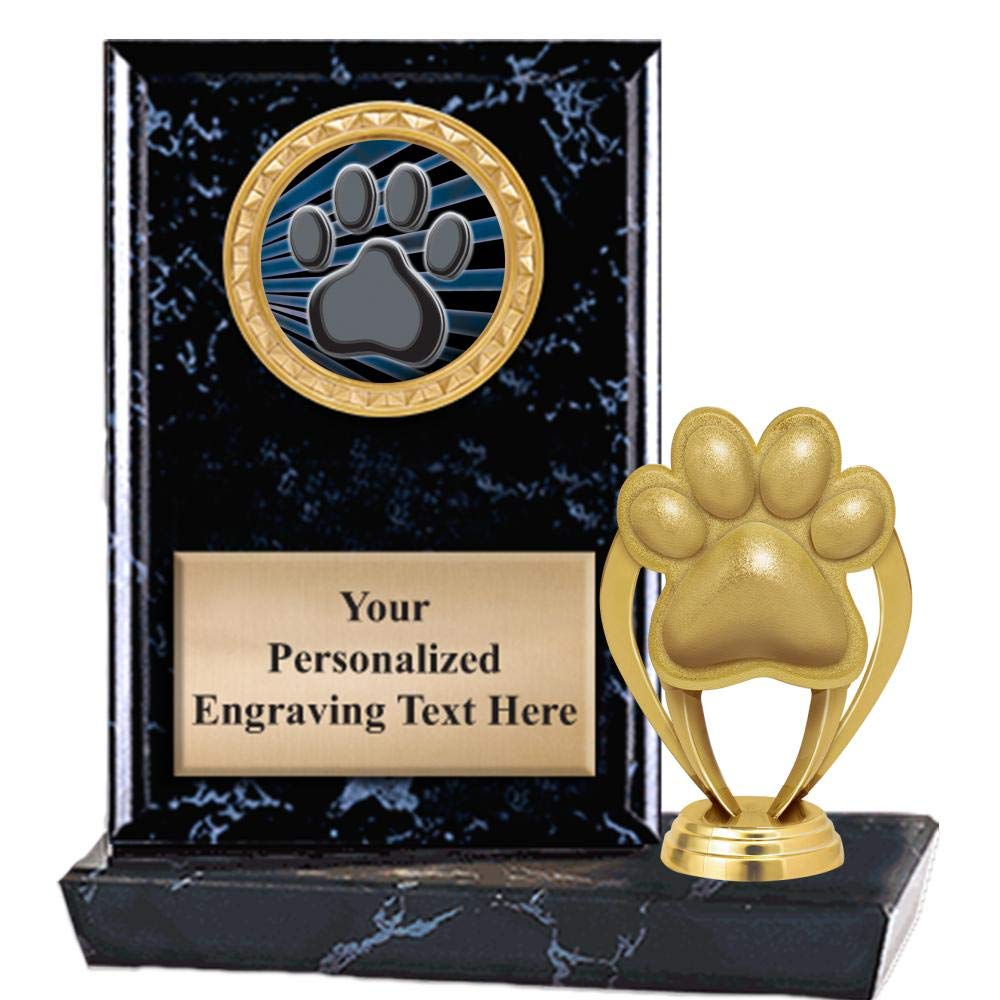 Crown Awards 6"X6" Paw Print Plaque Award, Mascot Paw Print Trophy with Custom Engraving, Prime