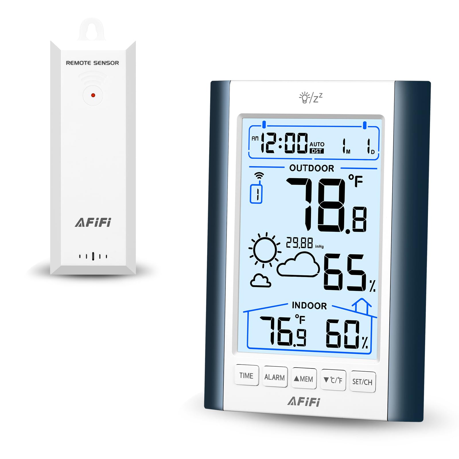 Termometro e igrometro wireless per interni ed esterni, termometri igrometro monitor con sensore remoto da 100,6 m, alimentato a batteria, display retroilluminato, per casa, patio