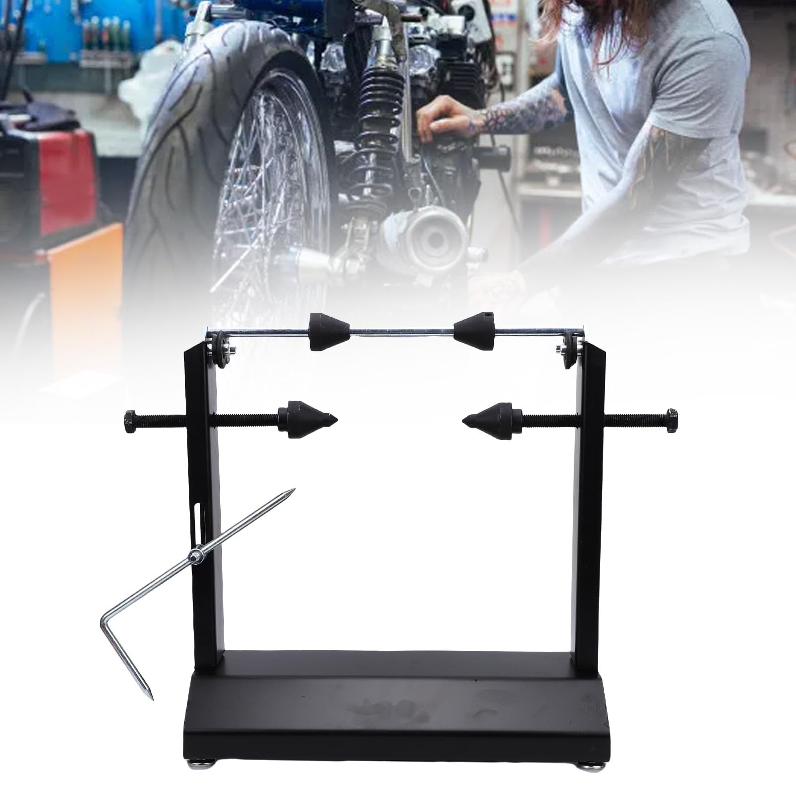 Soporte de Equilibrio de Ruedas de Motocicleta, Equilibrador de Neumáticos de Acero Resistente para Neumáticos Deportivos y Todoterreno, Ideal para Uso en Garaje