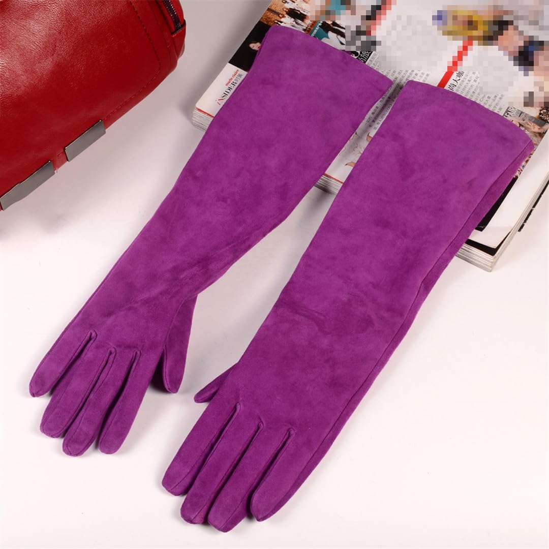 Wvapzxx Manoplas De Gamuza Para Mujer Guantes Largos Con Botones De Muñeca Finos De Cuero Genuino De Primavera