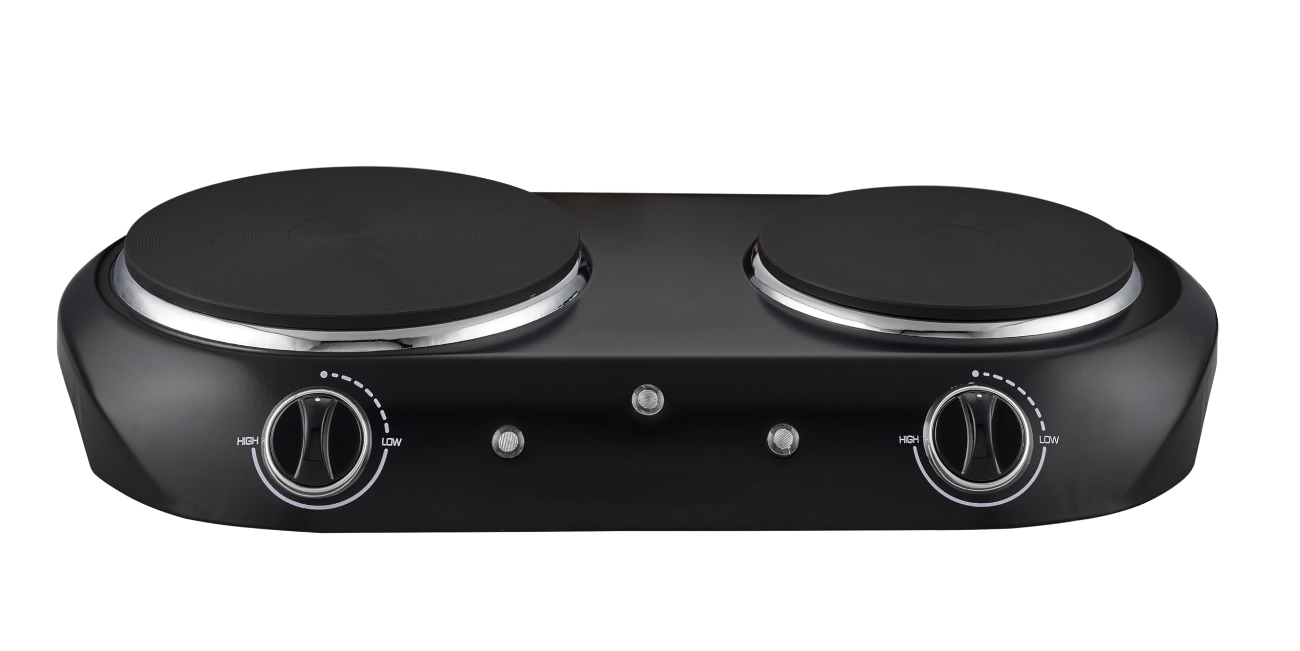 Double Cast Iron Burner 1800 W - Lightweight Electric Cooktop - Electric Hot Plate with Temperature Control - Power Indicator Lights - Easy to Clean - Black