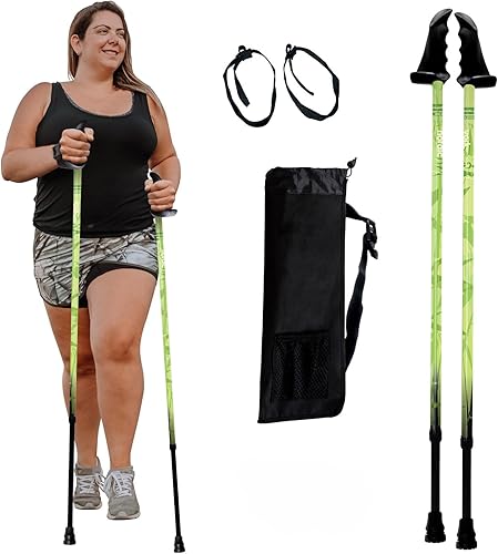 York Nordic Bastones de senderismo motivadores grandes y altos para equilibrio y rehabilitación, 2 piezas, fuertes bloqueos de botón, patas de goma