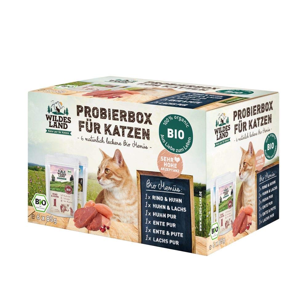WILDES LAND – Wild | Nassfutter mit extra hohem Fleischanteil und natürlichen Zutaten für ausgewachsene Katzen. Getreidefreies Alleinfutter ohne Zusatzstoffe in der Dose | 48x85g Wild