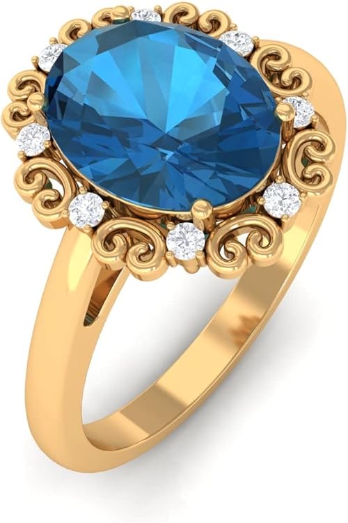 ロンドンブルー】アンティーク調☆K18PGロンドンブルートパーズリング