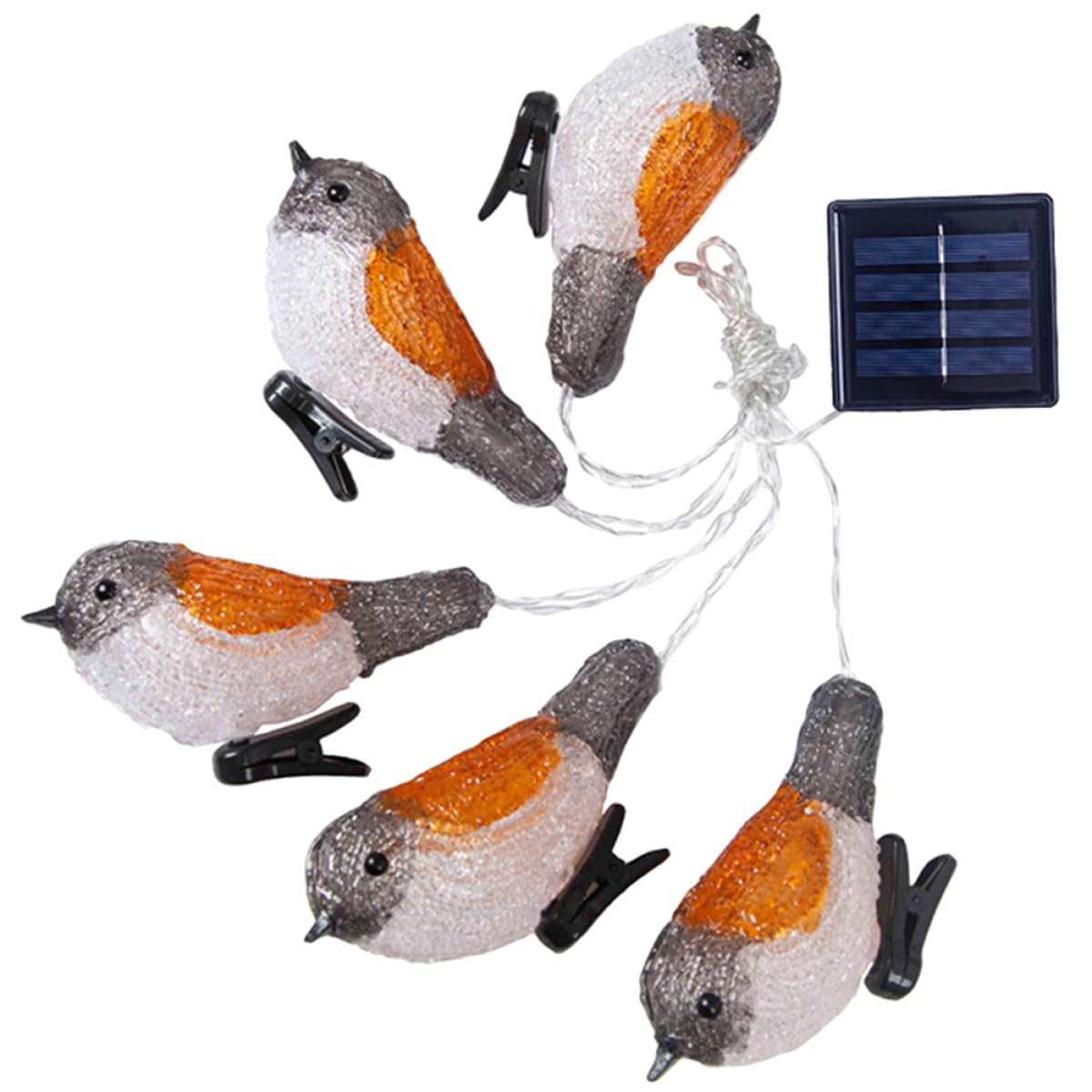 Toyvian Solar LED Rotkehlchen Lichterkette 5v Acryl Kunststoff Ip65 | Balkon und Hof, mit Geringem Verbrauch, 1 Satz für Party und Gartendekor