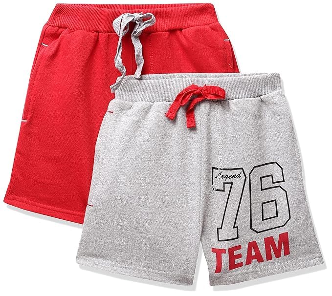 Image of Clotth Theory Boys Cotton Shorts Pack of 2 | Soft Breathable Fabric | Elastic Waist | Casual Wear Kids Comfortable Shorts