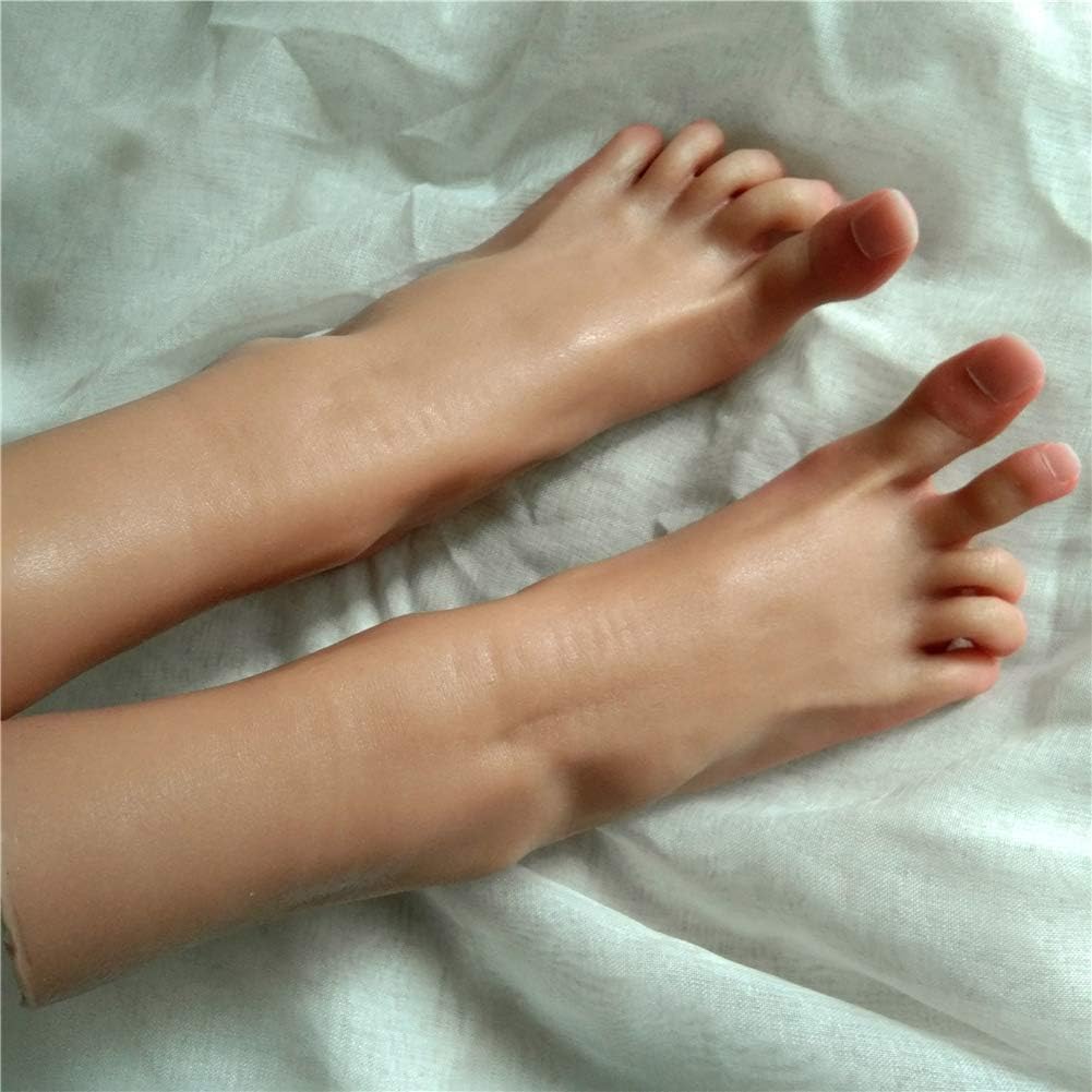 Silikon Füße Weiblich, Lebensgroßes Mädchen Füß Modell Mit Knochen, für Schmuck Sandale Schuhsocken Display Art Skizze (Links)