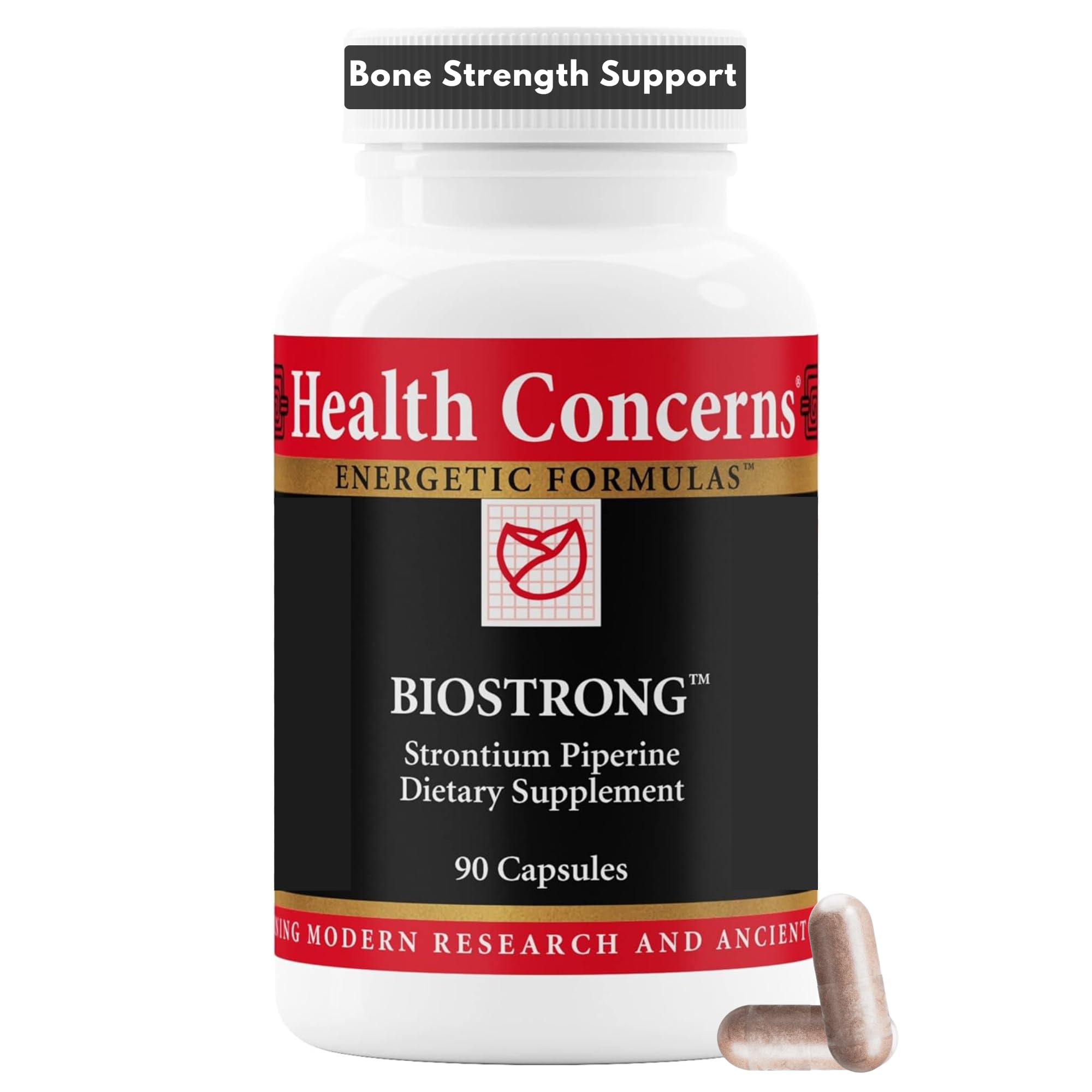 Health Concerns BioStrong – Bone Strength & Density Support Supplement – Strontium & BioPerine Black Pepper Extract for Joint Mobility – Chinese Herbal Blend for Men & Women – 90 Capsules