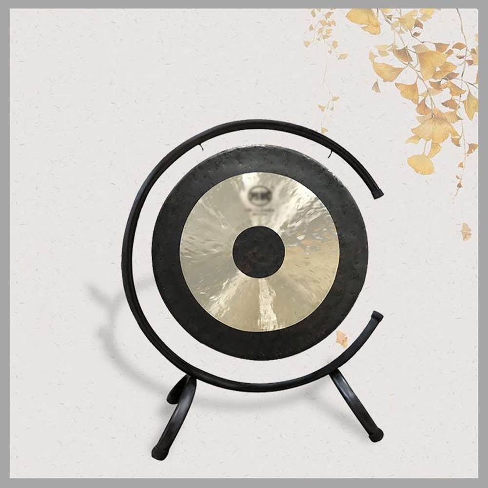 SaCLi Gong Tibetano con Bacchetta per Batteria a Mano Fatto a Mano da con Martello da Gioco Rotondo, Strumento a percussione Tradizionale Cinese, Gong da Opera di piattisostegno (20cm, Size)