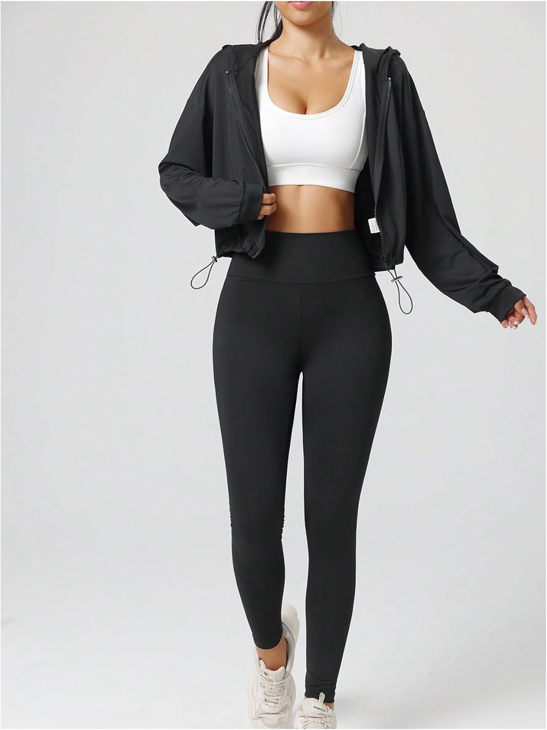 OYOANGLE Women's Zip Up Hoodie Jackets Long Sleeve Lightweight Workout Cropped Jacket - Image 5