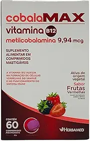 Vitamina B12 Metilcobalamina - 60 Comprimidos Frutas Vermelhas - Herbamed