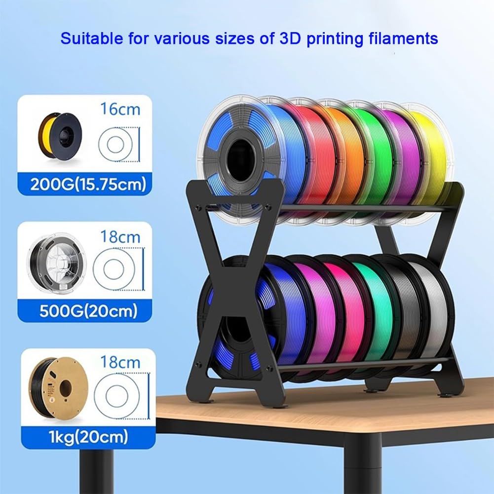 Estante de filamentos de metal, organizador de escritorio de doble capa para suministros de impresión 3D, ideal para estaciones de trabajo y oficinas