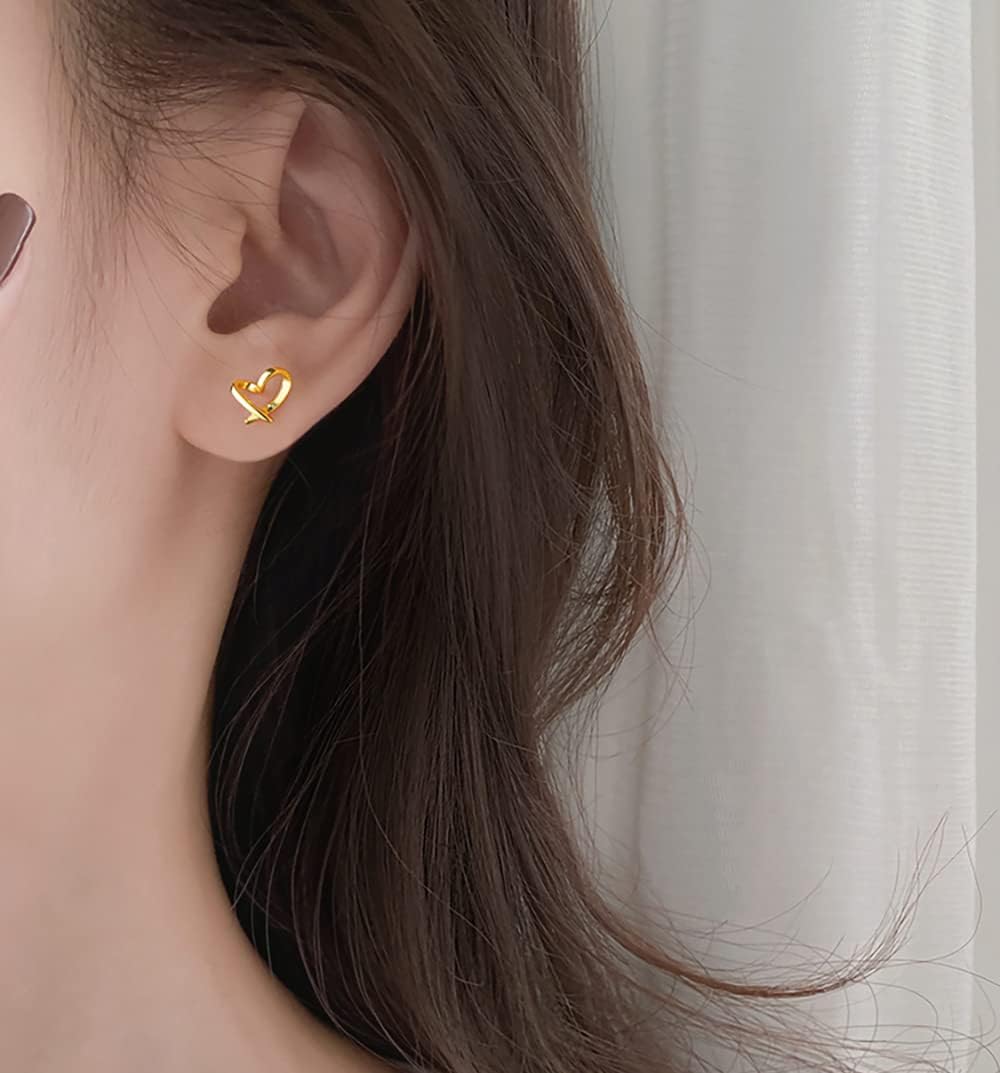 Reffeer Solid 925 Sterling Silver Tiny Heart Stud Earrings for Women Teen Girls Love Heart Stud Earrings - Image 8