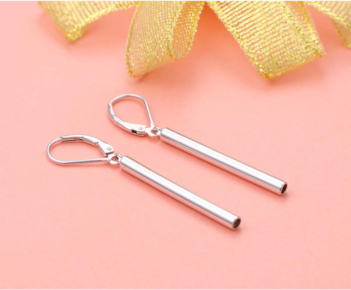 S925 Sterling Silver Vertical Dangle Drop Earrings Gifts for Women Men - Image 3