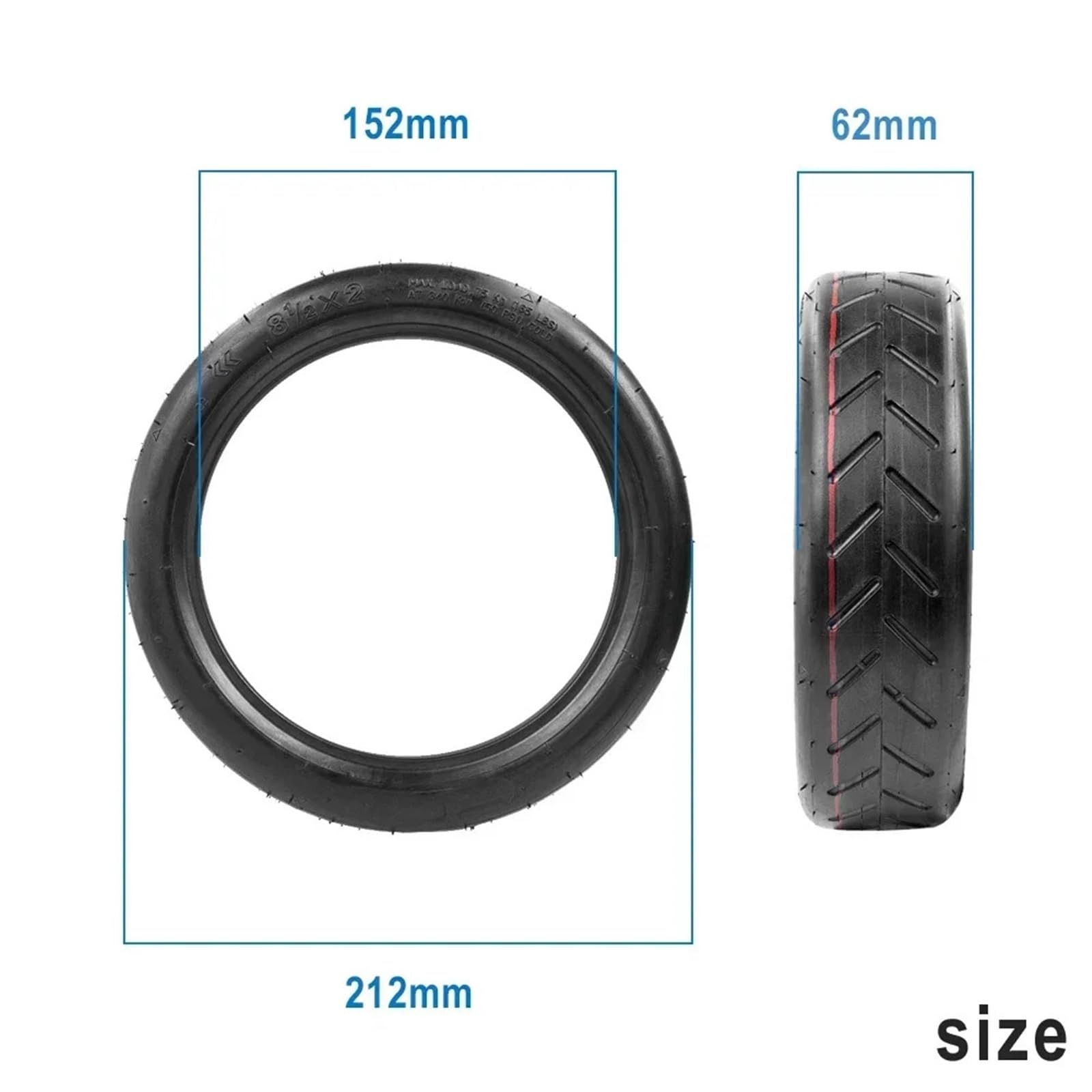 Pneu Trotinette Electrique Pneu Avant/arrière de 8,5 Pouces, Pneu sans Chambre à air for Scooter électrique M365 1/2 x 2 Roue Trottinette Electrique