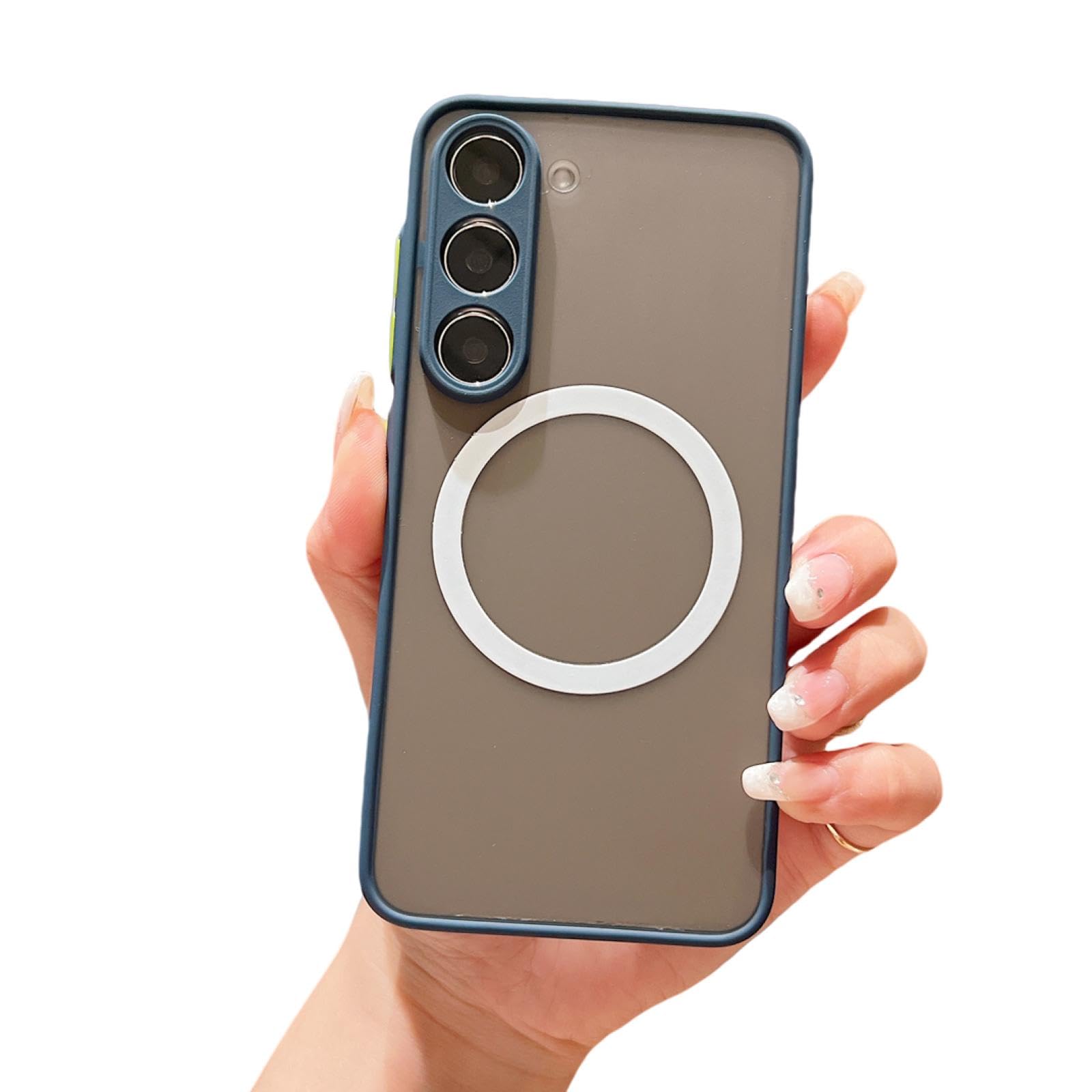 FTTFFLL Matte Magnetic Case for Samsung Galaxy S24 S23 S22 S21 Plus Ultra Fe A55 A35 A25 A15 A54 A34 A14 Hard Cover(for A34/Navy Blue)