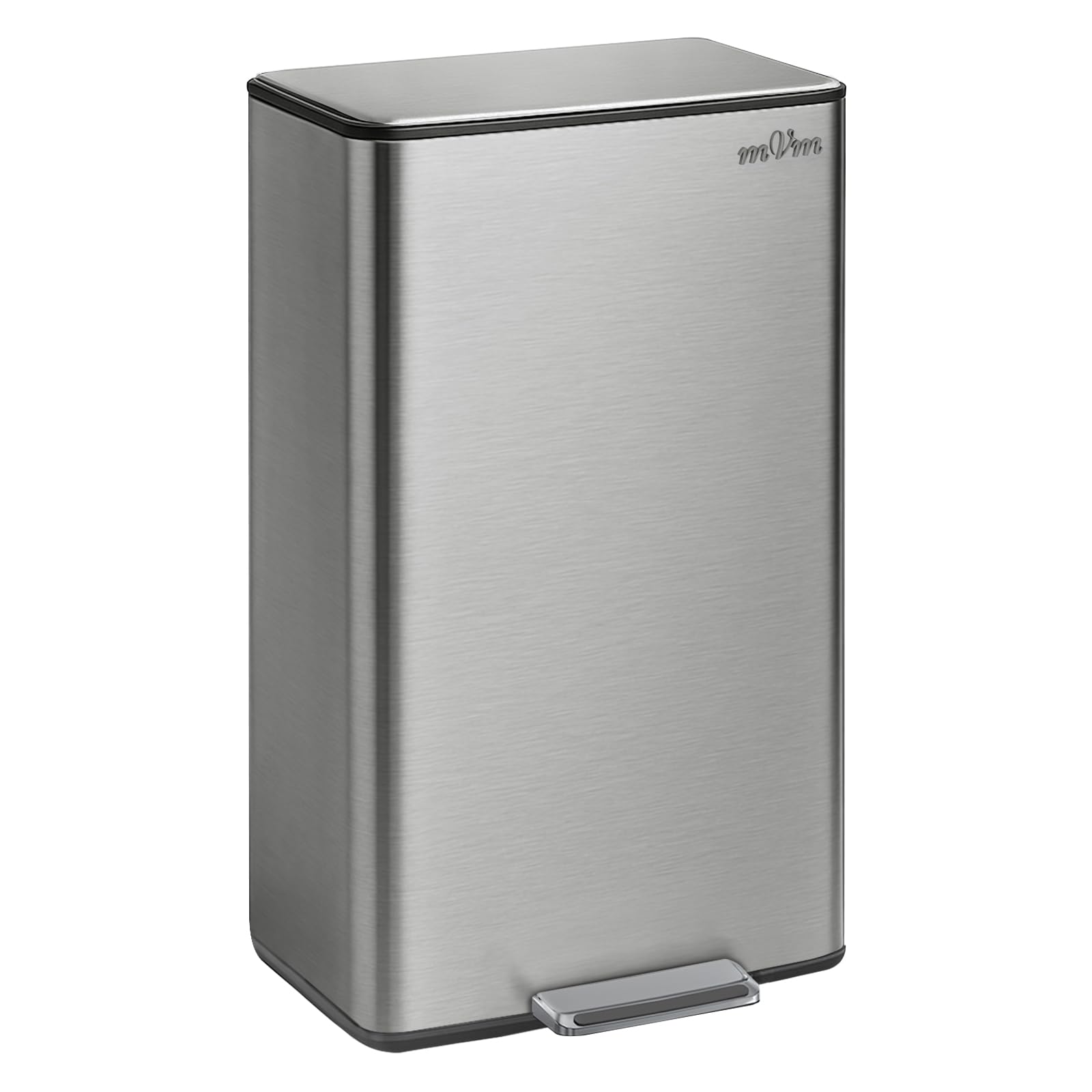 mVm 40L Kitchen Bin, Stainless Steel Pedal Rubbish Bin with Soft Close Lid and Removable Inner Bucket, Fingerprint Proof & Odour Seal, Slim Recycling Waste Bin for Home Office, Grey โ image 1