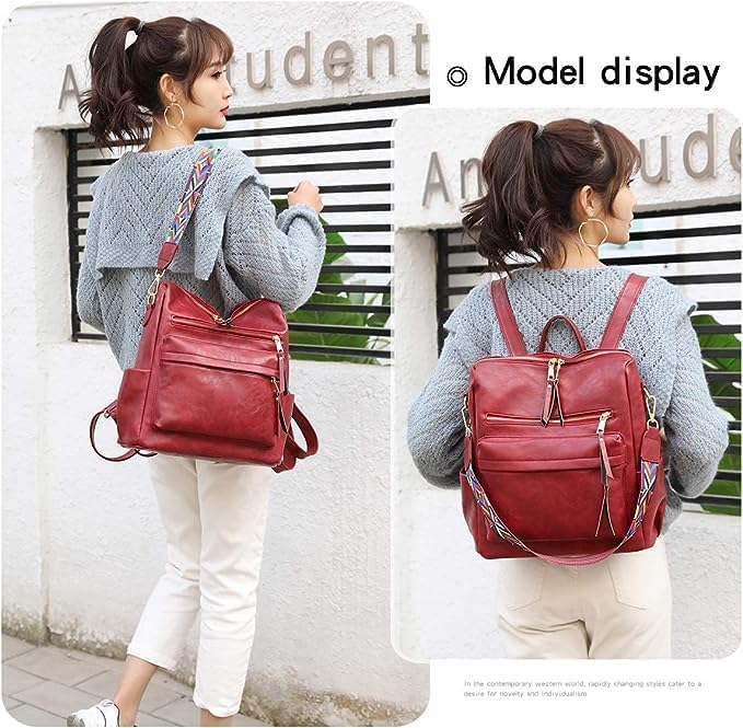 Image of Leather Backpack for Women | Large Capacity | College and Office use | PU Leather | shoulder bag for Ladies,
