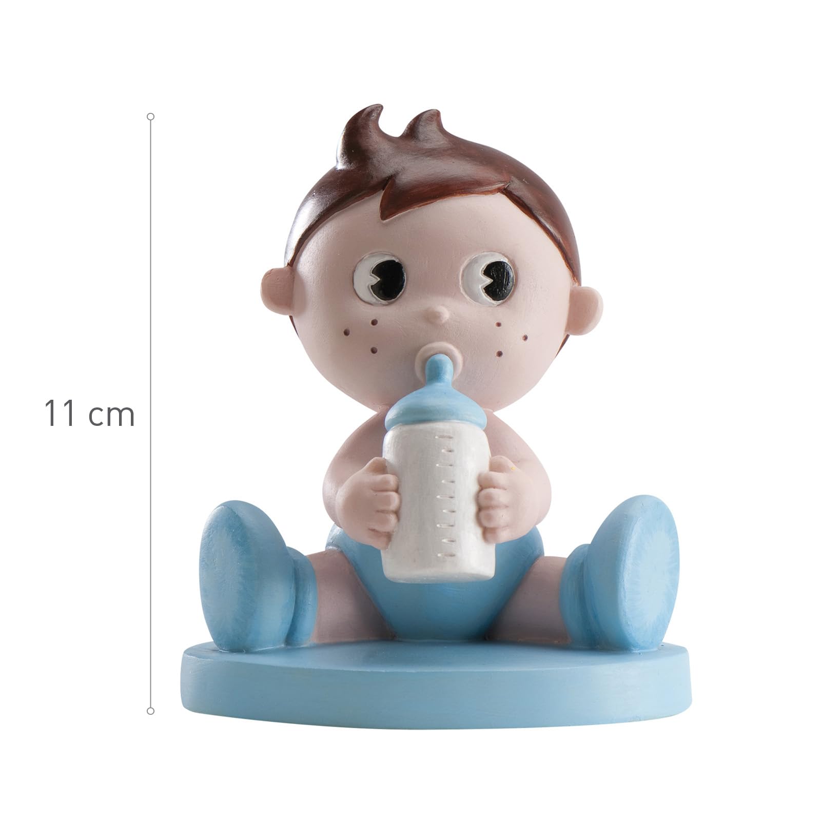 dekora- Figura de Decoracion Bautizo Niño, Bebé con biberón, 10 cm, Elaborada en Resina, Adorno para Tartas de Bautizo y Baby Shower Diseño Original y Detallado - Apto para Contacto Alimentario — view 2