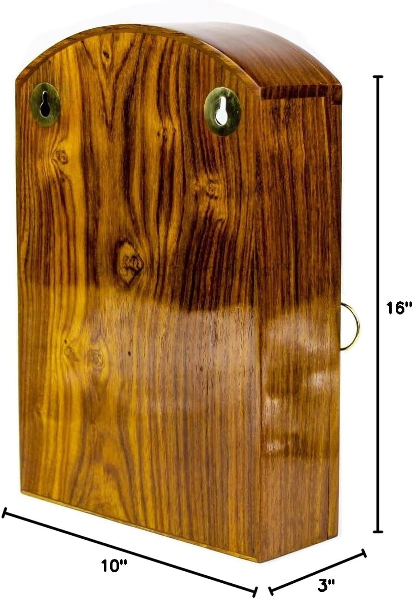 Nagina International Deluxe Rosewood Crafted Wooden Key Cabinet with 6 Key Hooks and Glass Panel | Decorative & Functional Key Storage Box