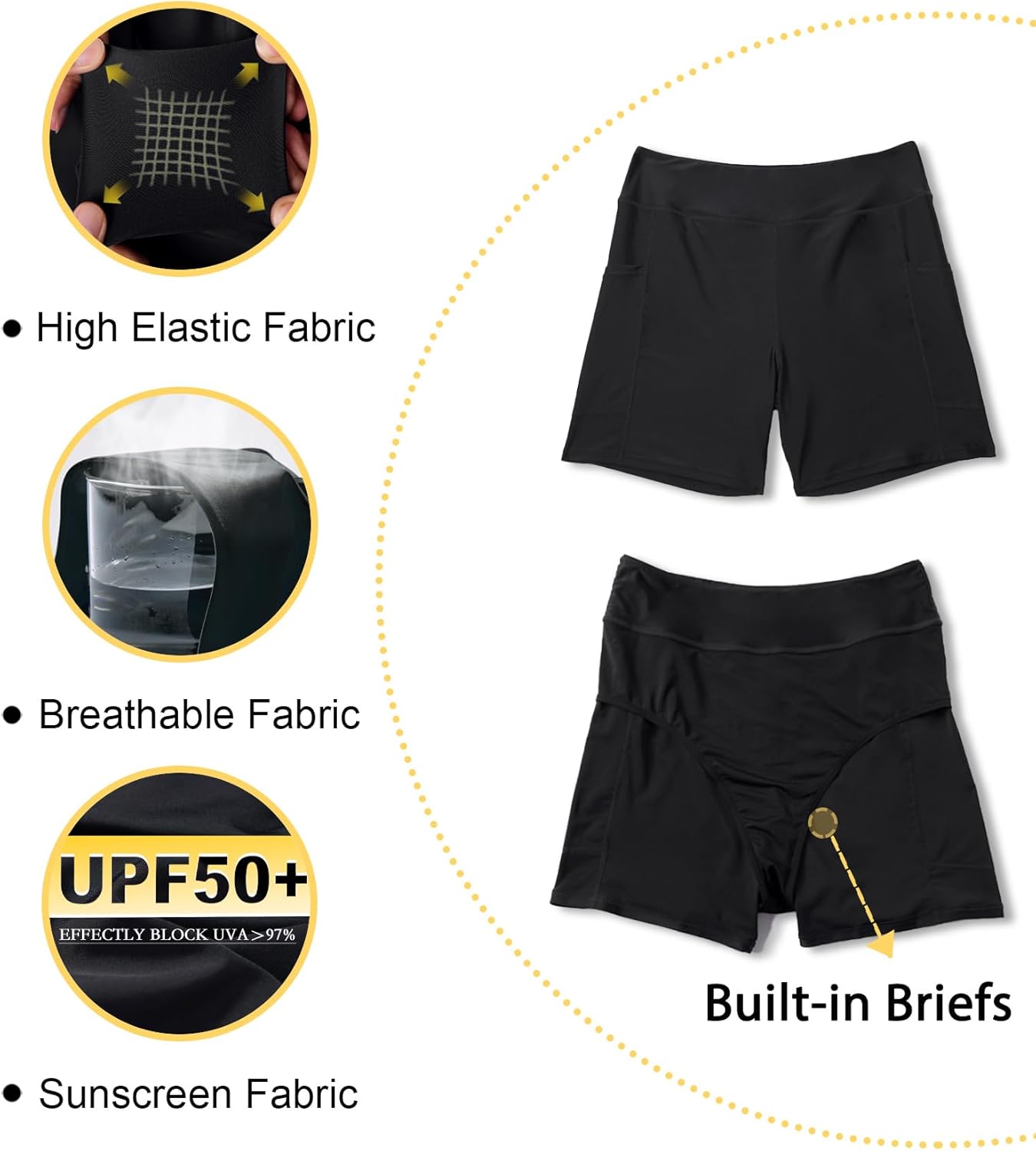 Tournesol Women's Plus Size Swim Shorts High Waisted Swimsuit Bottoms Tankini Boy Shorts Bathing Suit with Pocket - Image 5