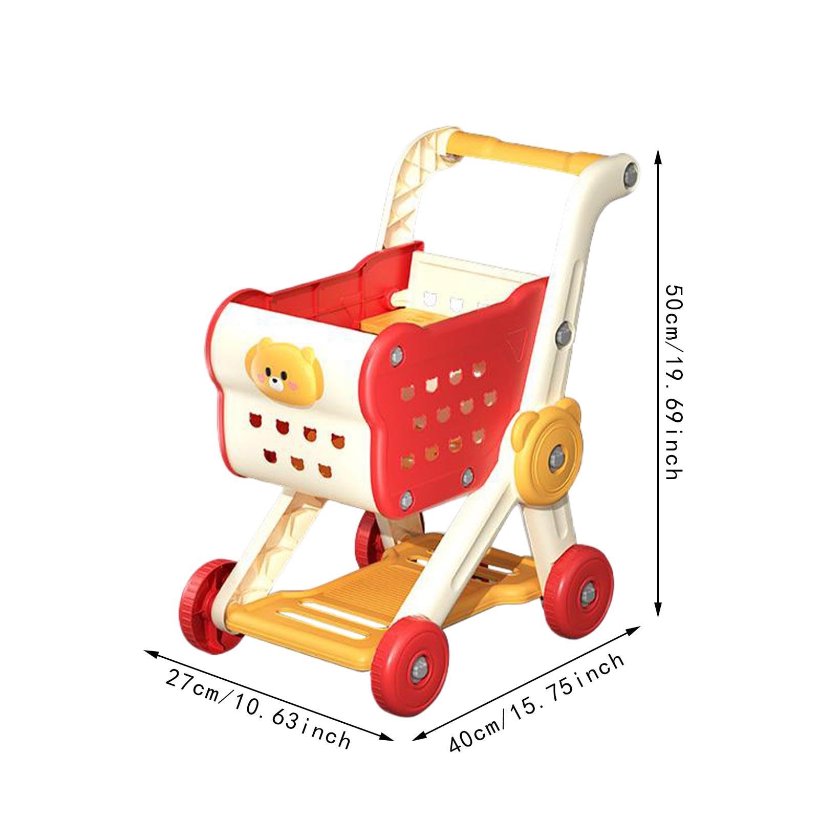 Almencla Set di Giocattoli per Bambini: Carrello della Spesa, Carrello per, Giochi di Ruolo Realistici, Cestino Portaoggetti da Scrivania, Giocattoli, Rosso