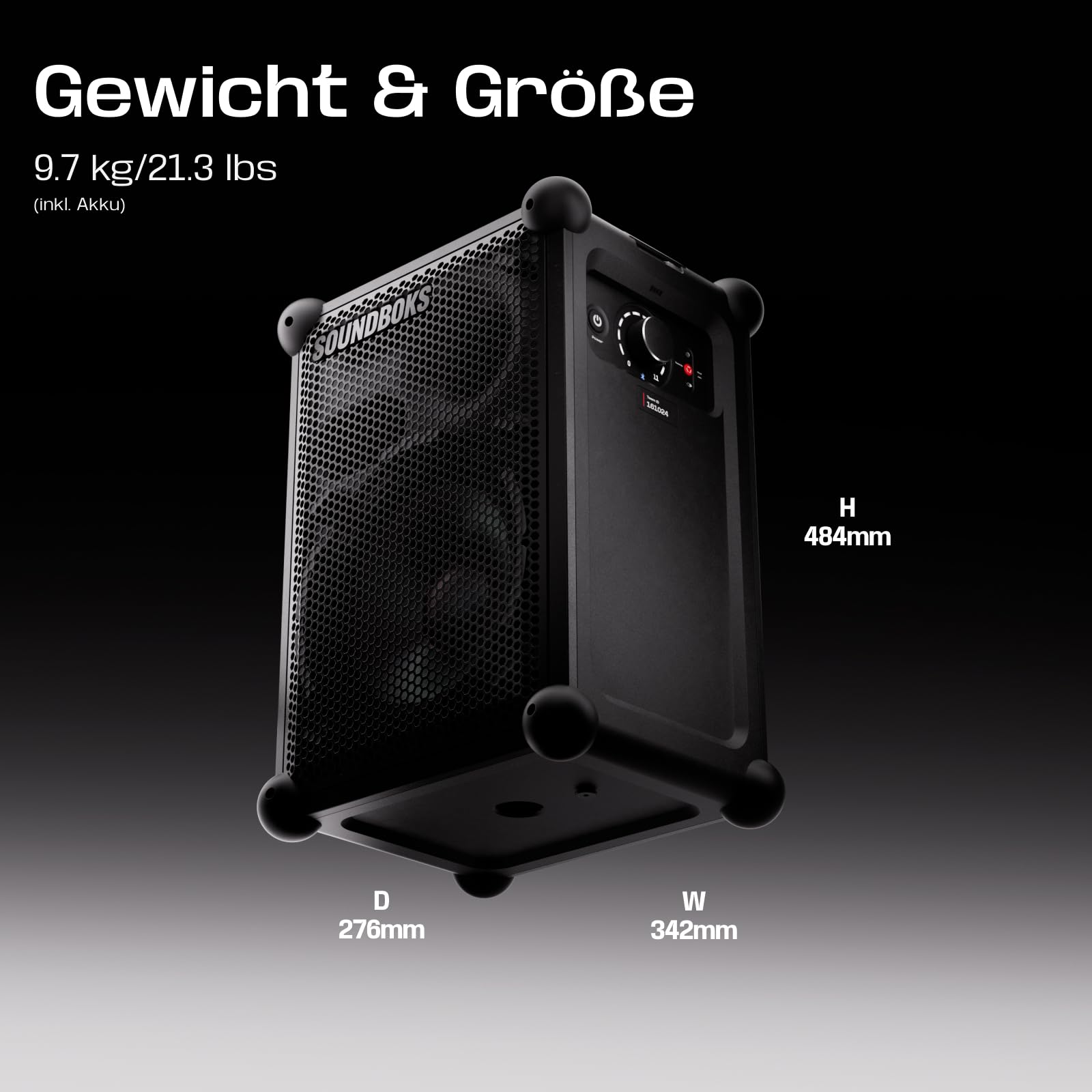 SOUNDBOKS Mix – Tragbarer Bluetooth-Lautsprecher – Robust & Wetterfest (IP65) – USB-C Akku – Extrem Laut – 121dB – Indoor & Outdoor Speaker – 40 Stunden Laufzeit – (Schwarz)
