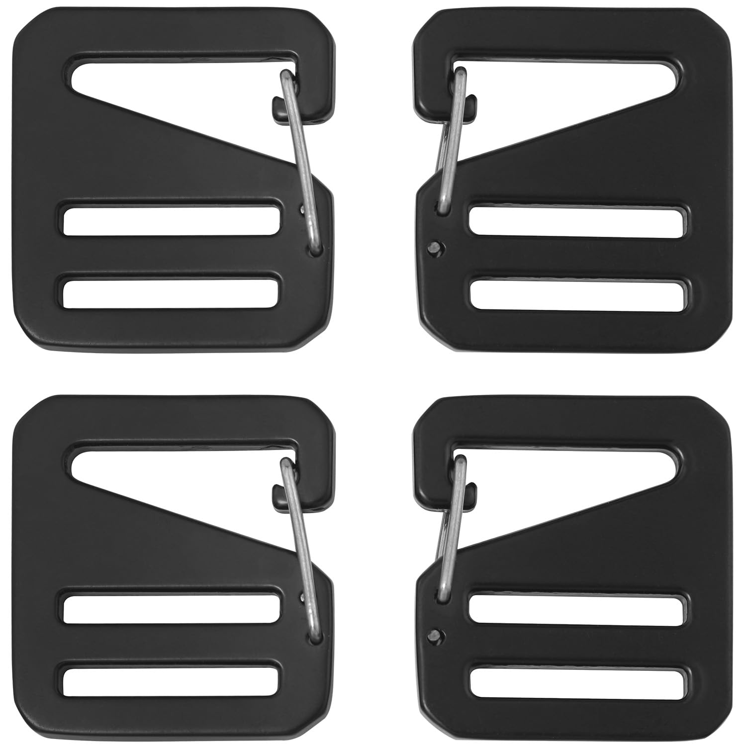LUORNG G-Hook Buckle, Aluminum Alloy, 4PCS Spring loaded Sliding Door, 26mm, Black
