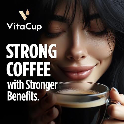 Miniatura 2 de VitaCup Cápsulas de café Extra Shot tostado oscuro intenso con café expreso alta cafeína vitamina B12 antioxidantes cápsulas reciclables