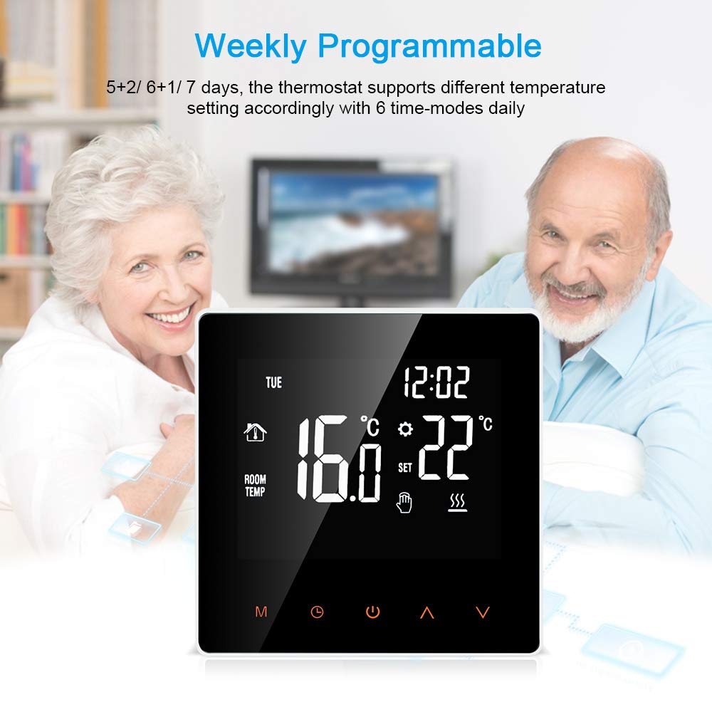 Termostato Intelligente WiFi Regolatore Digitale della Temperatura Controllo App Display LCD Touch Screen Settimana programmabile per L'Ufficio Scuola casa Hotel 16A