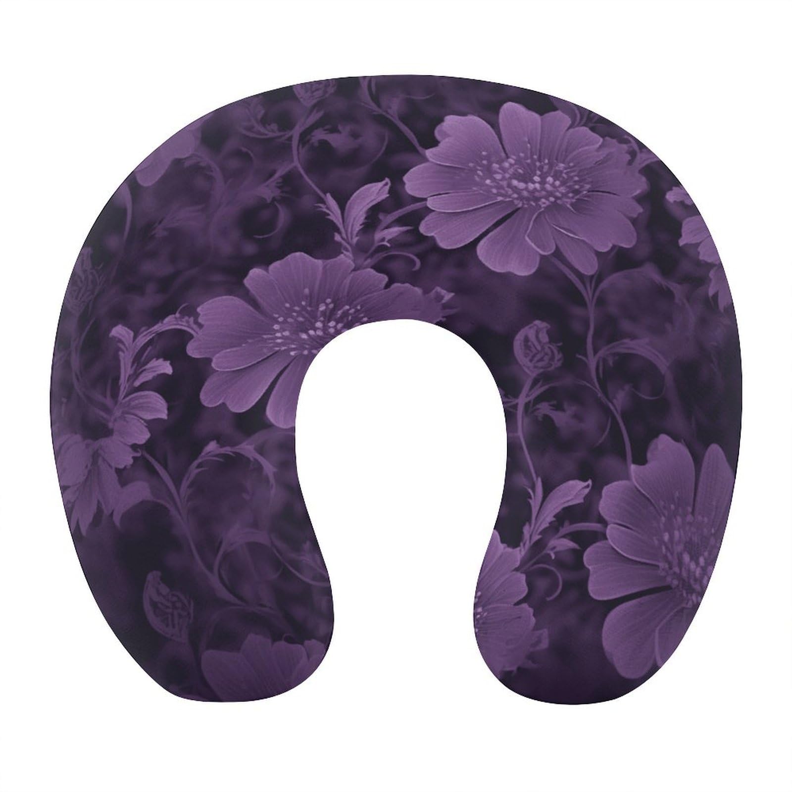 Oreiller de voyage violet confortable en forme de U portable