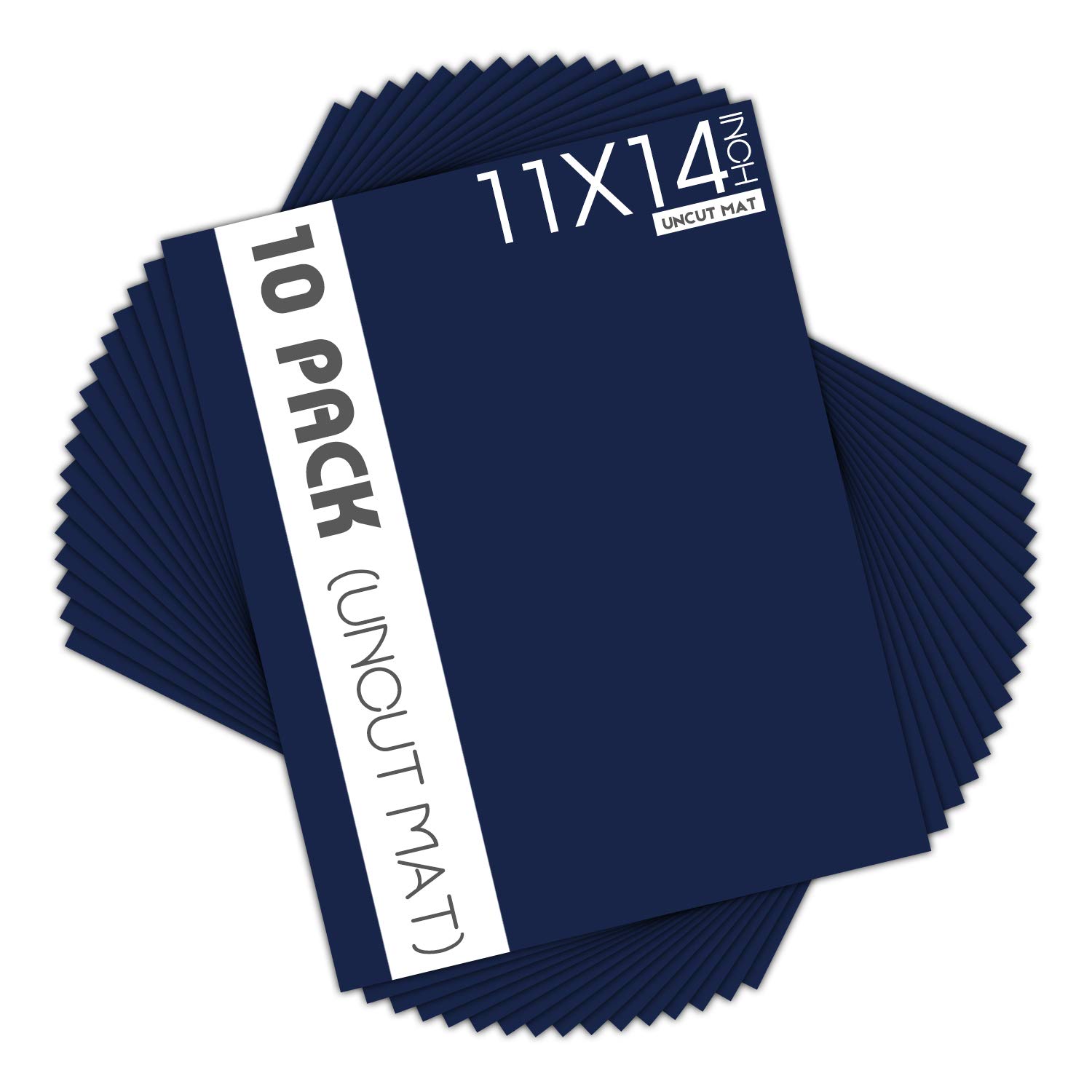 Mat Board Center, 11x14 Dark Blue Color Uncut Photo Mat Boards, 4-Ply Thick Matboards for Frames, Prints, Photos (10 Pack)