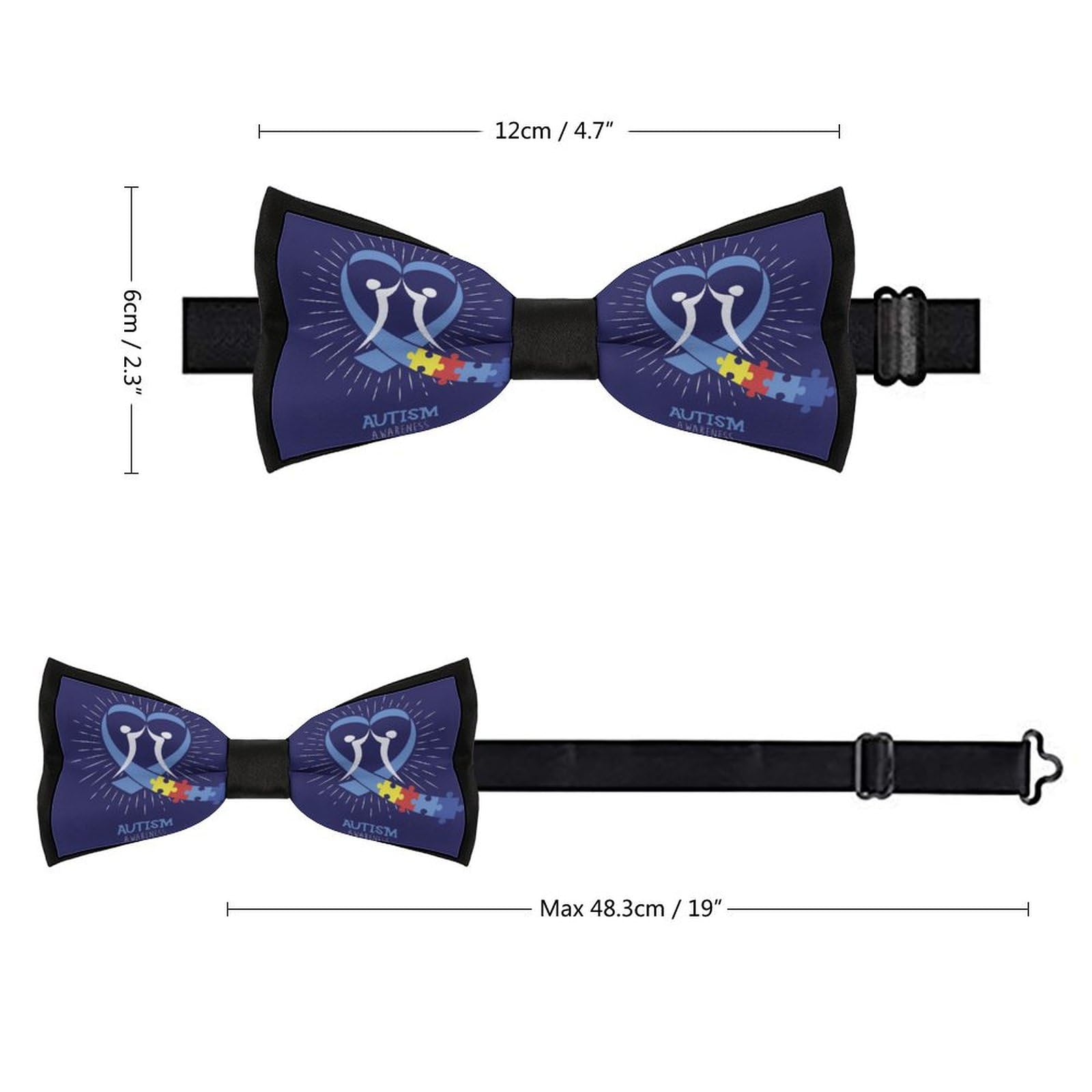 GoasNei Autistic Autism Awareness Day Month 2023 Bow Tie for Men Adjustable Necktie Funny Tie Neck Ties for Weddings Party