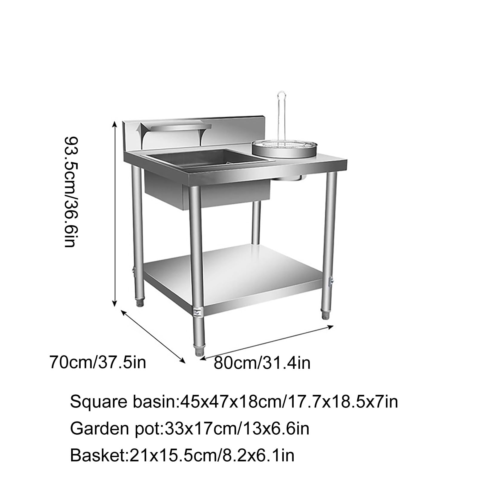 Breading Table Commercial Fried Food Prep Table, Adjustable Feet Manual Breading Prep Station Stainless Steel Breading Table for Restaurant, Home