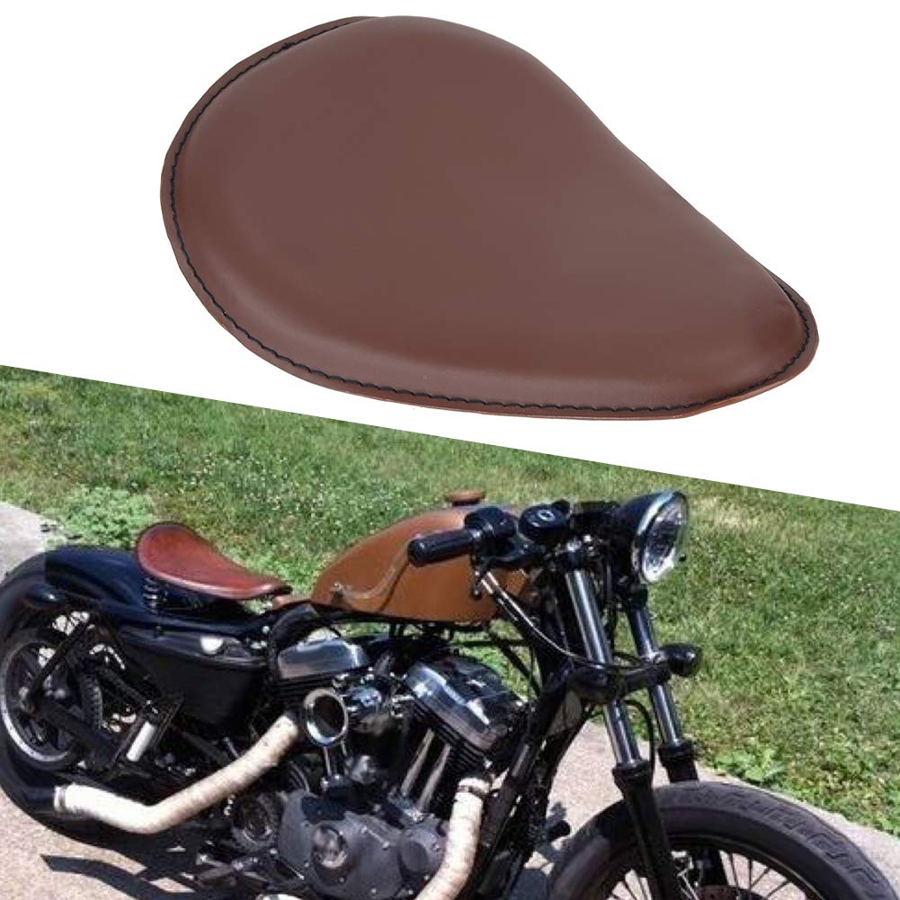 Cojín marrón para asiento de motocicleta con soporte y resortes